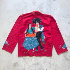 RARE Vintage 40s-50s one of a kind mexican hand stitched chore jacket sweater